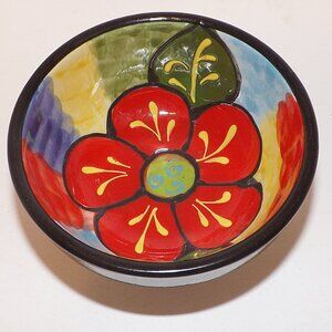 Del Rio Salado Art Pottery Bowl Spain Round Hand Paint 3” Trinket Dish